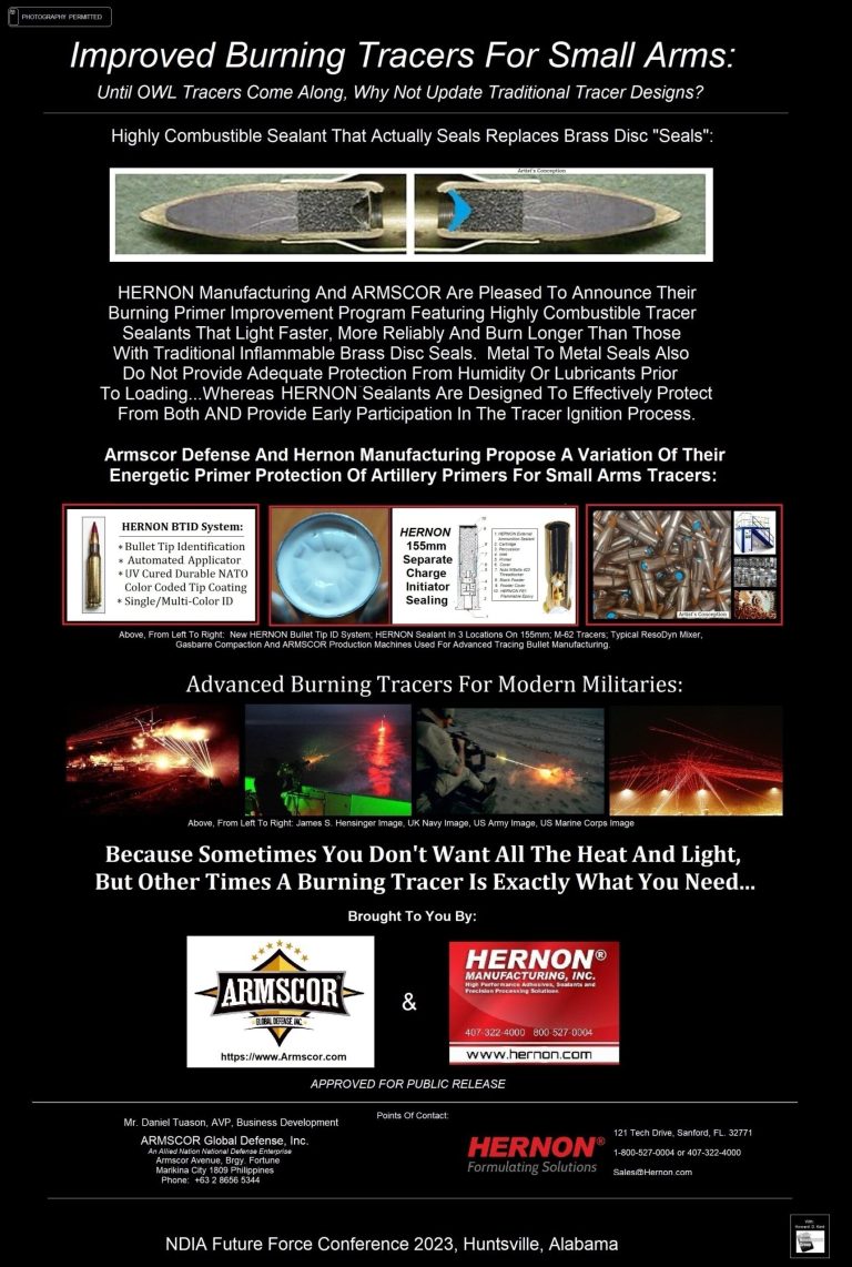 NDIA Future Forces Conference 23 Poster #5 – Improved Burning Tracers for Small Arms